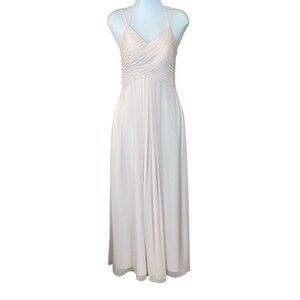 Azazie Blushing Pink A-Line Pleated Bodice Chiffon Strappy Gown 0